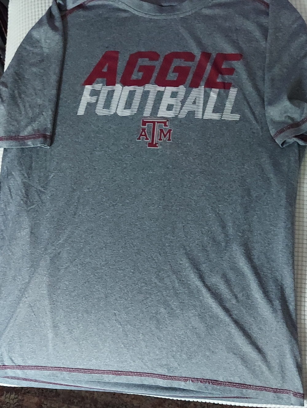 Knights Apparel Gray and Maroon Aggie Football Short Sleeve Tee